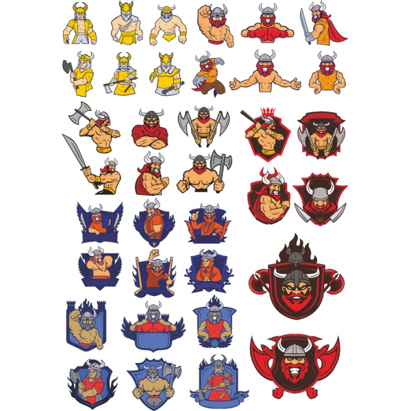 Zestaw ilustracji wektorowych Viking - Wysokiej jakości clipart Zestaw ilustracji wektorowych Viking - Wysokiej jakości clipart