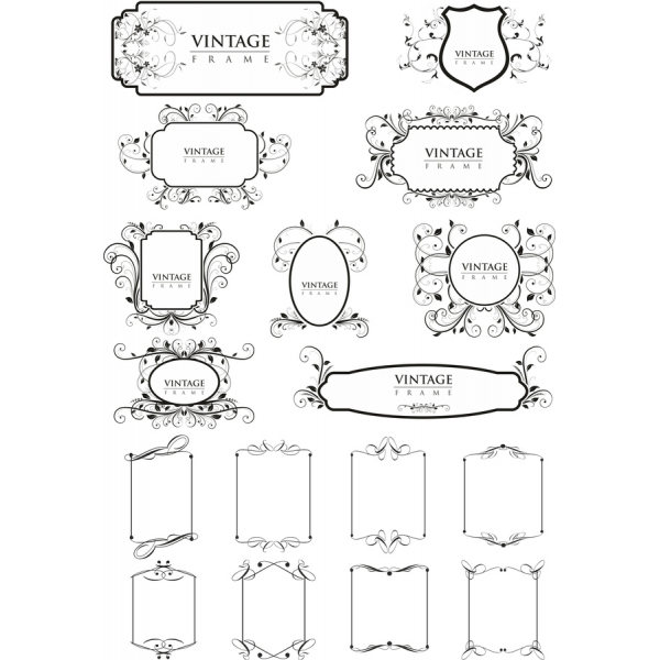 Ročník Rám Klipart Set - Elegantní Vektorová Design Ročník Rám Klipart Set - Elegantní Vektorová Design
