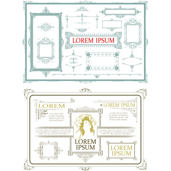 Vintage Ornement Des Illustrations Vectorielles Ensemble Vintage Ornement Des Illustrations Vectorielles Ensemble