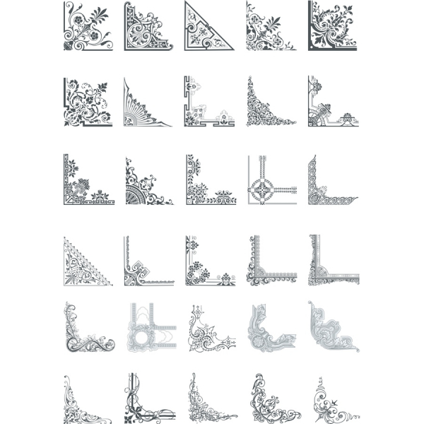 Ornate Corner Vector Clipart Set - Elegant Corner Designs Ornate Corner Vector Clipart Set - Elegant Corner Designs