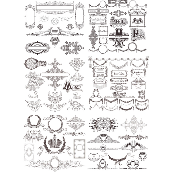 Elegantní Vektorové Kliparty Bundle - Ozdobený SVG a PNG Ilustrace