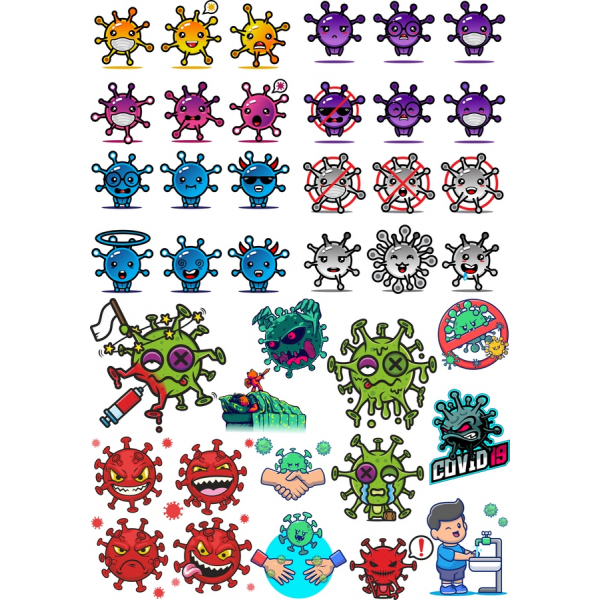 Virus Character Vector Clipart Set Virus Character Vector Clipart Set