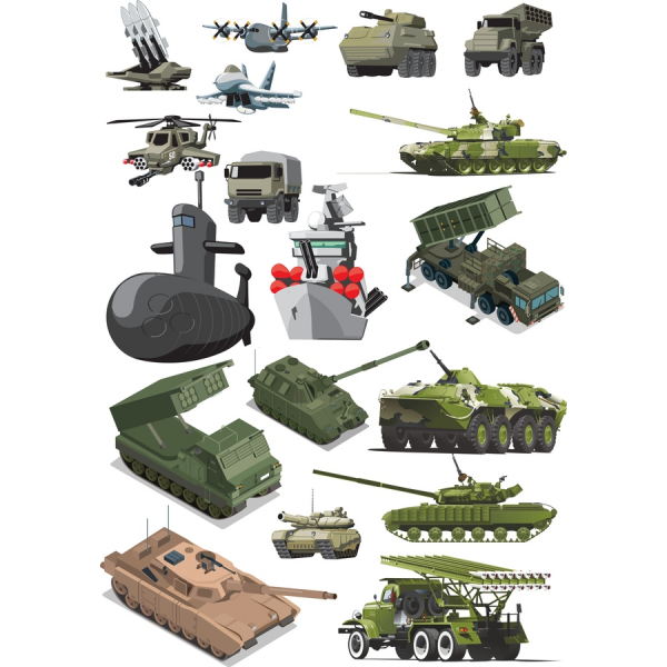 Militære Vektor Illustrationer Bundt Militære Vektor Illustrationer Bundt
