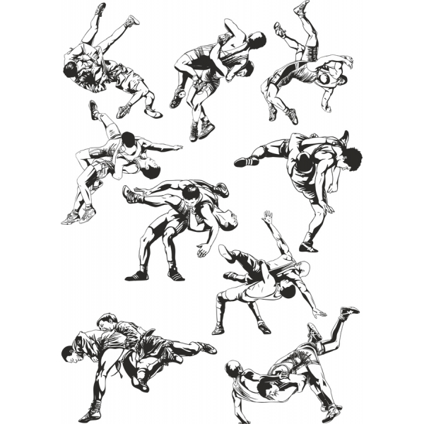 Wektor Zestaw Klipartów Dla Wrestlingu Ruchów Wektor Zestaw Klipartów Dla Wrestlingu Ruchów