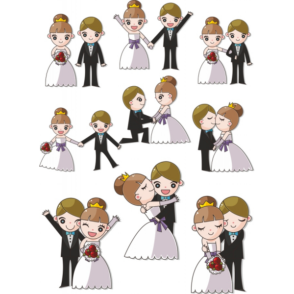 Brúðkaup Vektor Clipart Setja - Yndislega Par Myndir Brúðkaup Vektor Clipart Setja - Yndislega Par Myndir