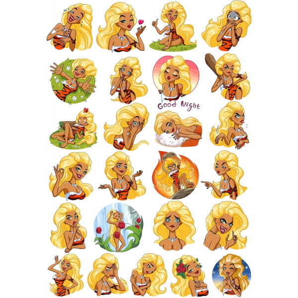 Giocoso Bionda Clipart Vector Set - 20 Illustrazioni Uniche
