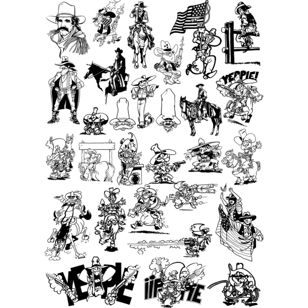 Di Themed Occidentale Clipart Vector Set