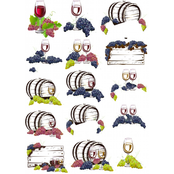 Wine and Grapes Vector Clipart Set Wine and Grapes Vector Clipart Set