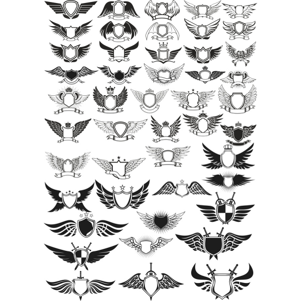 Vektor-Schild und Flügel Clipart Bundle - Einzigartige SVG &amp; PNG-Abbildungen