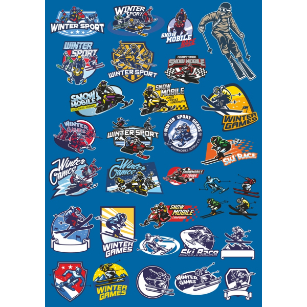 Sports d'hiver Vecteur Clipart Bundle - SVG &amp; PNG Illustrations