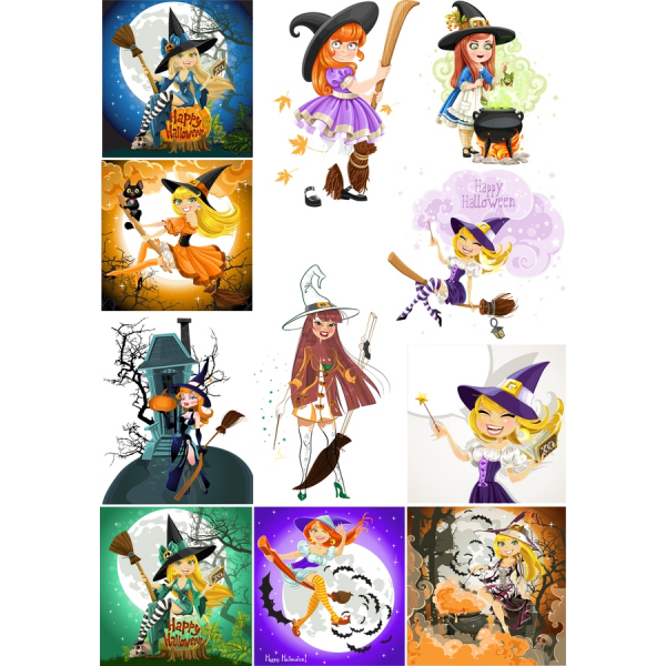 แม่มด Clipart สวมเสื้อกันหนาวได้-Enchanting เว็กเตอ Illustrations สำหรับปาร์ตี้วันฮาโลวีน แม่มด Clipart สวมเสื้อกันหนาวได้-Enchanting เว็กเตอ Illustrations สำหรับปาร์ตี้วันฮาโลวีน