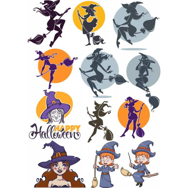 Witch Vector Clipart ຕັ້ງ-ສາວມໍ Witch Vector Clipart ຕັ້ງ-ສາວມໍ