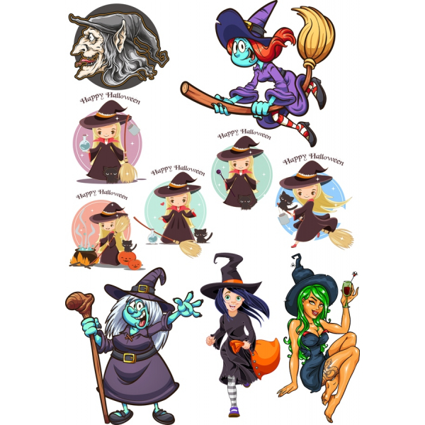 Hrekkjavaka Norn Clipart Setja - Duttlungafullur Vektor Myndir Hrekkjavaka Norn Clipart Setja - Duttlungafullur Vektor Myndir