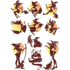 Witchy Clipart Set: 8 Spooky