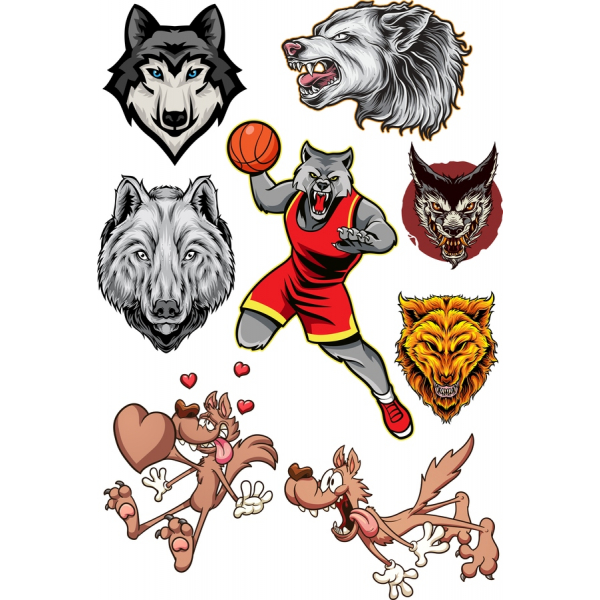 Zestaw klipartów z Wilkami i zwierzętami - Wektor Zestaw Ilustracji Zestaw klipartów z Wilkami i zwierzętami - Wektor Zestaw Ilustracji