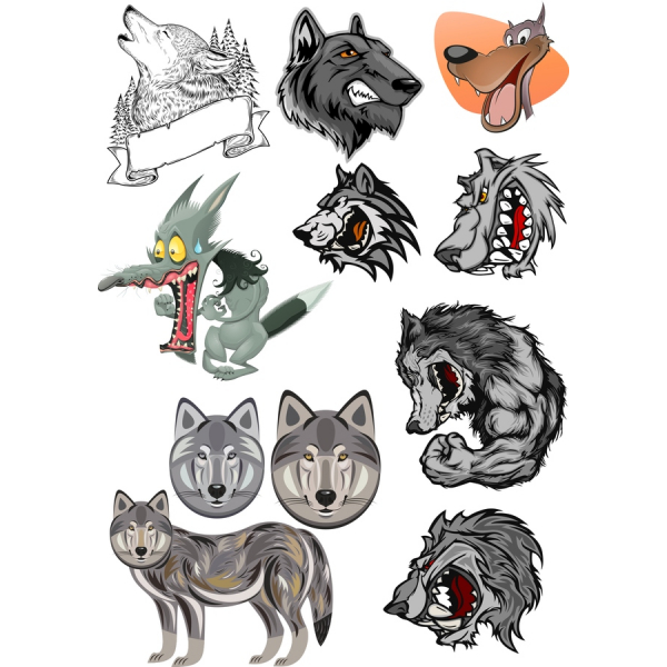 Wolf Vektor Illustrationer - Premium Clipart Sæt
