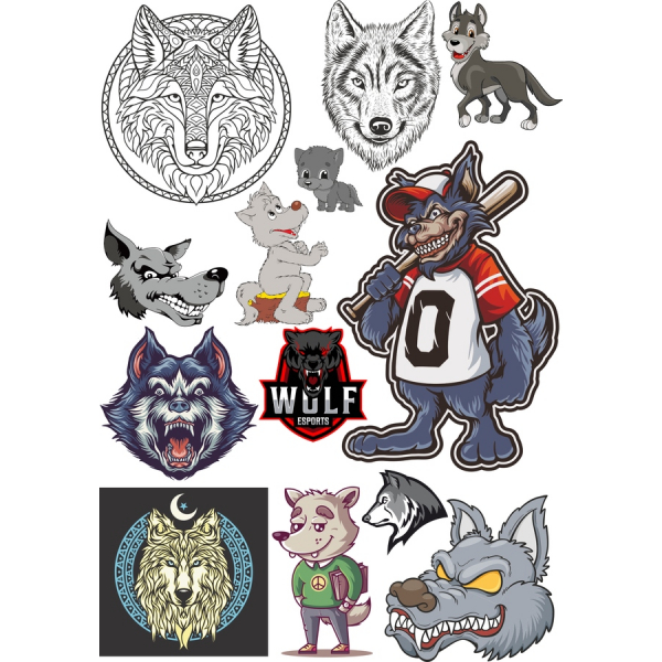 Wolf Vektor-Clipart-Set: Einzigartiges und Vielseitiges Abbildungen