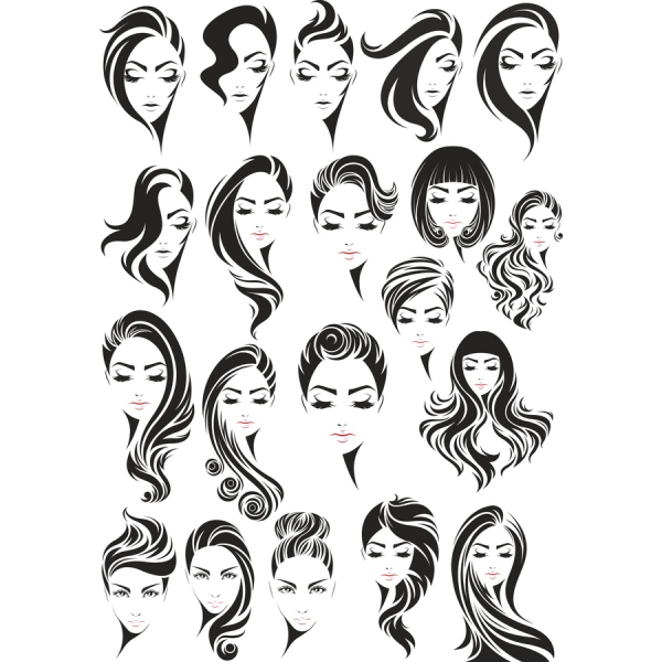 Vektorové Vlasy Styly Bundle - Elegantní, Clipart pro Kreativní Projekty