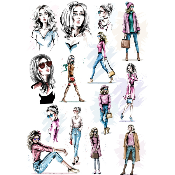 Fashionista Vector Clipart Bundle - ელეგანტური ქალთა ილუსტრაციები Fashionista Vector Clipart Bundle - ელეგანტური ქალთა ილუსტრაციები