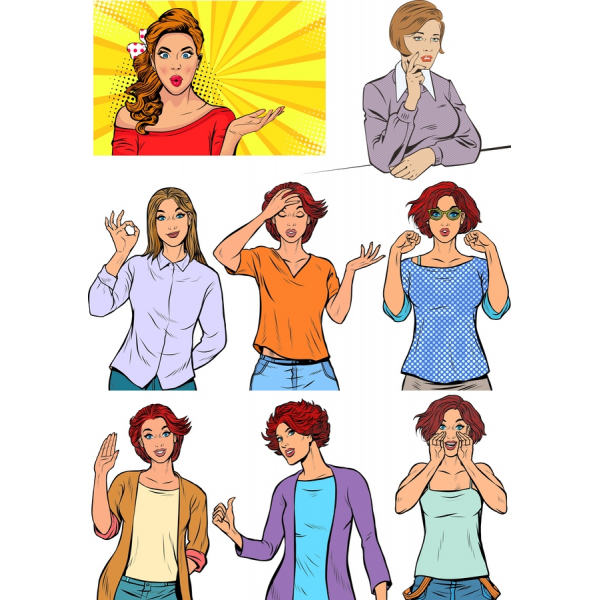 Pop Art Vector Clipart Set - Emotionele Illustraties