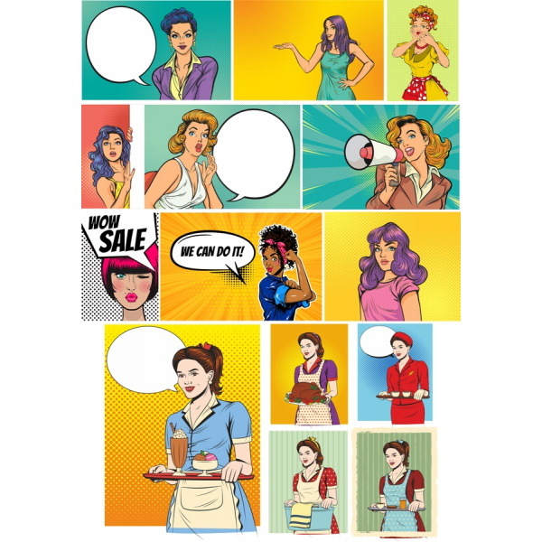 Élénk Vintage Pop Art Vektor Illusztrációk Készlet Élénk Vintage Pop Art Vektor Illusztrációk Készlet