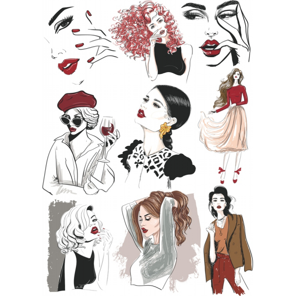 Elegantný Módy Ilustrácie, Vektorová Nastaviť Elegantný Módy Ilustrácie, Vektorová Nastaviť