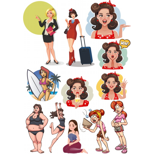Charmerende Kvinder Vektor Clipart Sæt
