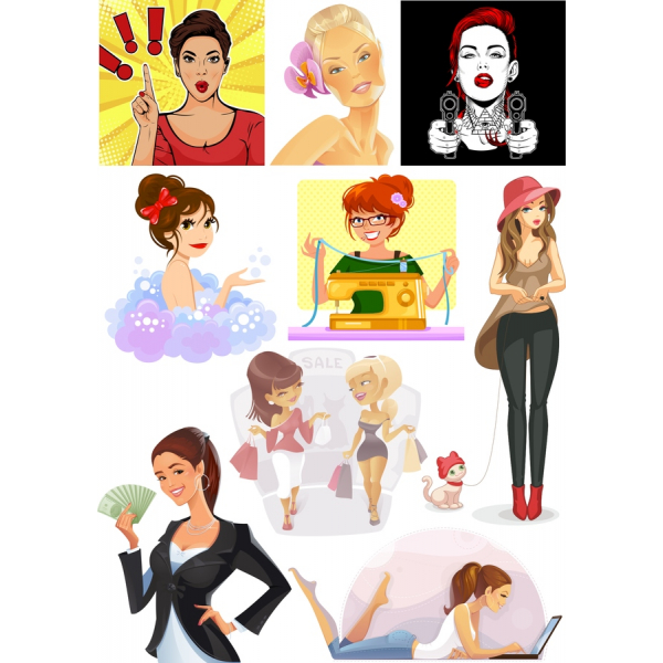 Stilfulde Kvindelige Vektor Illustrationer Bundle - SVG &amp; PNG