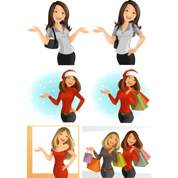 Stilfuld Kvinder Vektor Clipart Bundt Stilfuld Kvinder Vektor Clipart Bundt