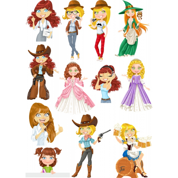 Las Mujeres Occidentales Vector De Imágenes Prediseñadas Colección Las Mujeres Occidentales Vector De Imágenes Prediseñadas Colección