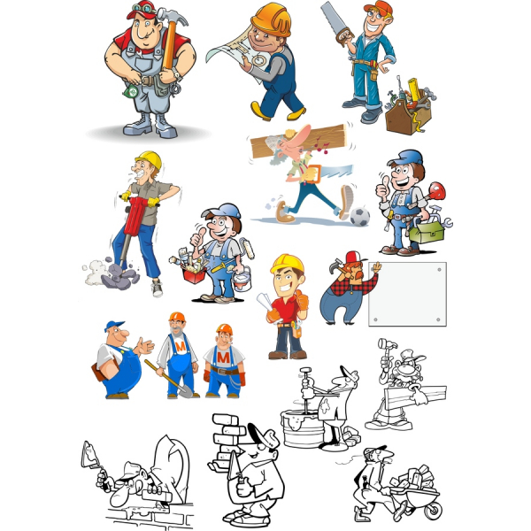 Håndværkere Vektor Clipart Bundle - Cartoon Style Illustrationer Håndværkere Vektor Clipart Bundle - Cartoon Style Illustrationer