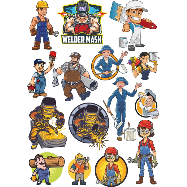 Pratico Lavoratori Vettoriale Clipart Bundle