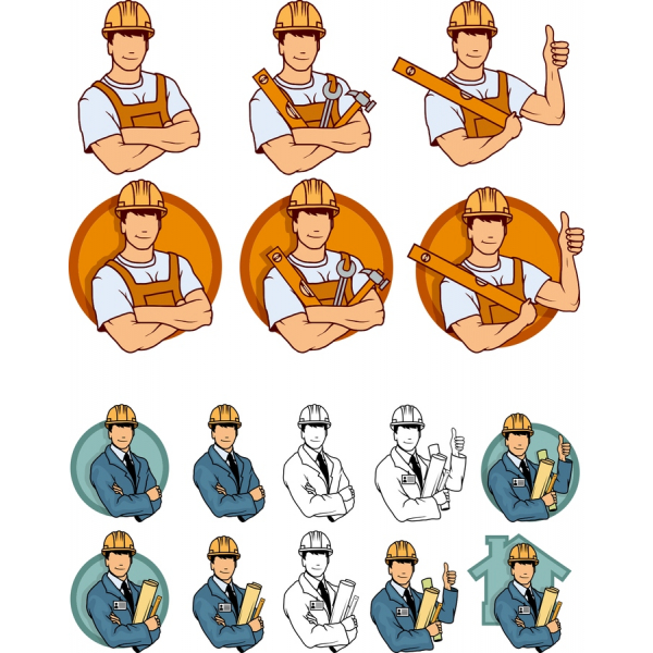 Bygningsarbejdere Clipart Sæt - Af Høj Kvalitet, Vektor Illustrationer Bygningsarbejdere Clipart Sæt - Af Høj Kvalitet, Vektor Illustrationer
