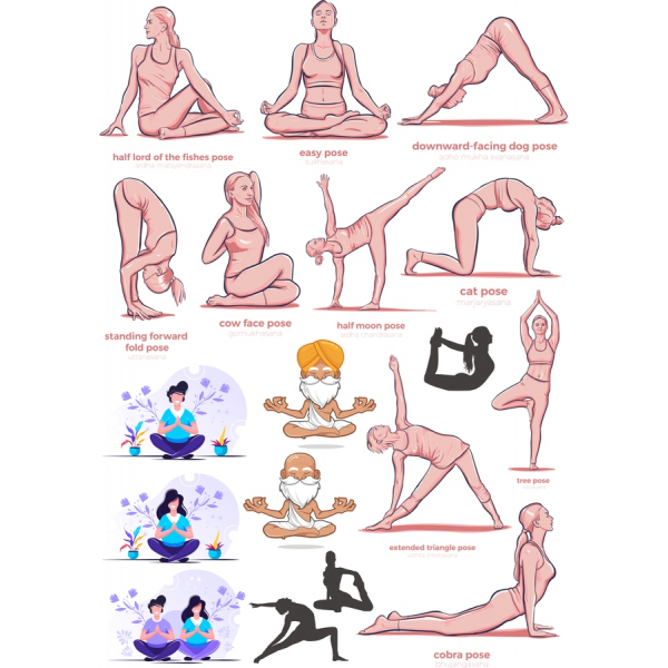 Yoga-Pose-Vektor-Clipart-Set - Hohe-Qualität SVG & PNG-Abbildungen Yoga-Pose-Vektor-Clipart-Set - Hohe-Qualität SVG & PNG-Abbildungen