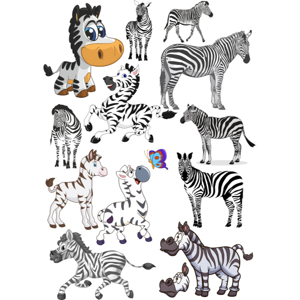 Zebra Clipart Collezione - Illustrazioni Vettoriali Set Zebra Clipart Collezione - Illustrazioni Vettoriali Set