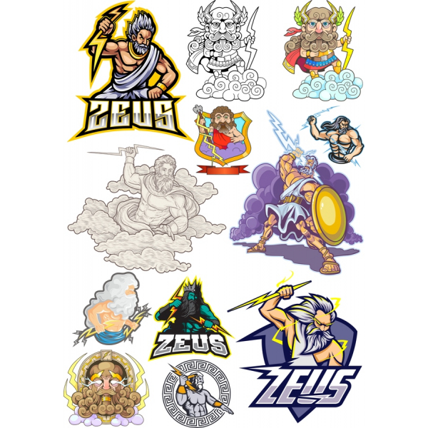 Bájný Zeus Vektorové Kliparty Bundle