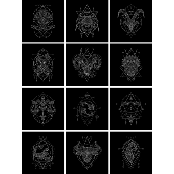 Vektor Zodiac Illustrationer Bundt Vektor Zodiac Illustrationer Bundt