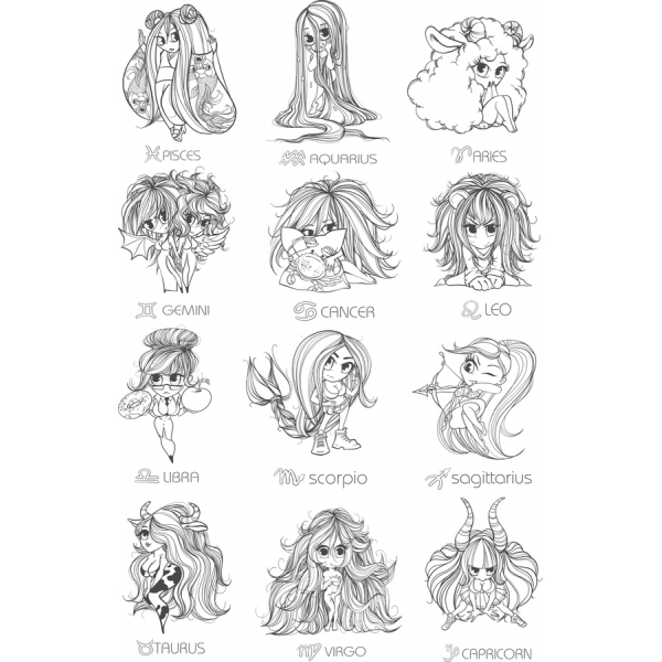 Zodiac Clipart Bundle - 12 Ilustrasi Vektor Unik Zodiac Clipart Bundle - 12 Ilustrasi Vektor Unik
