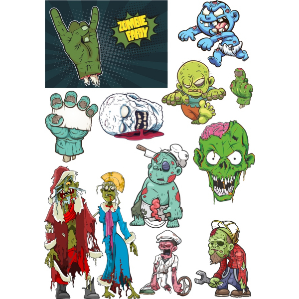 Zombie Party Clipart Samling - Vektor Illustrationer Sæt Zombie Party Clipart Samling - Vektor Illustrationer Sæt