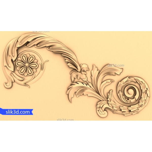 Intricate 3D Floral Scrollwork Accent for CNC Projects