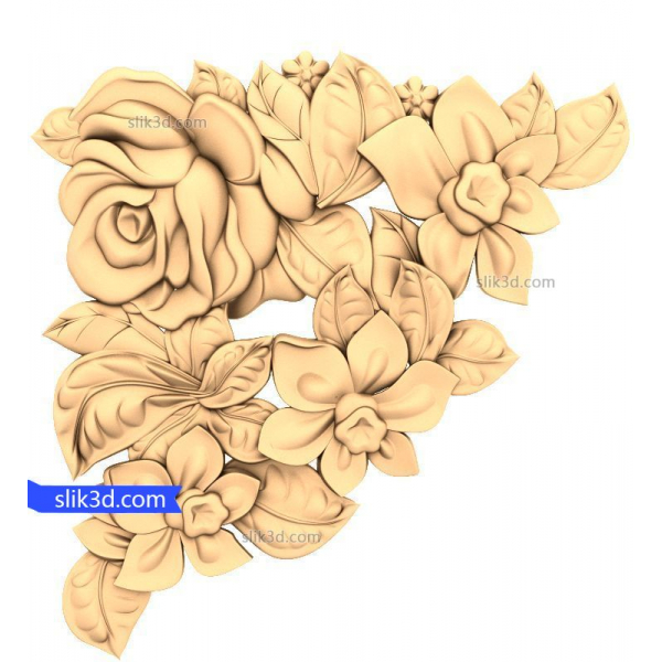 Intricate Floral Harmony 3D STL Model for CNC