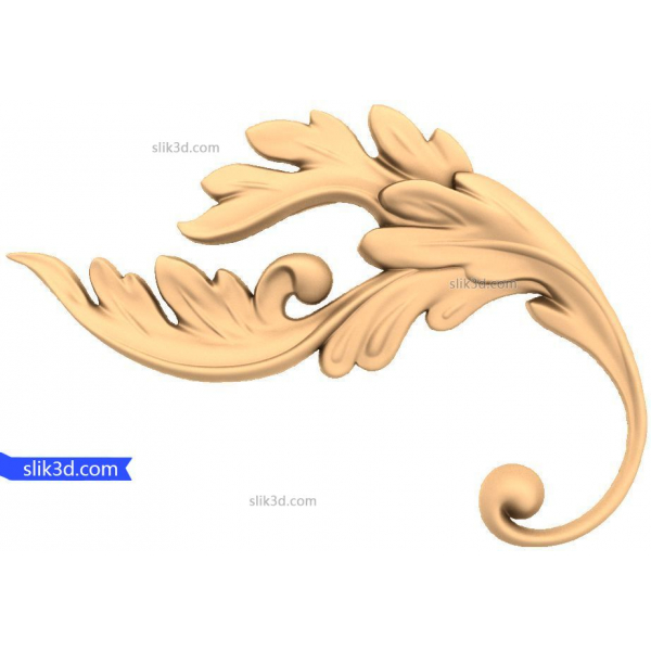 Regal Leaf Flourish 3D STL Model til CNC