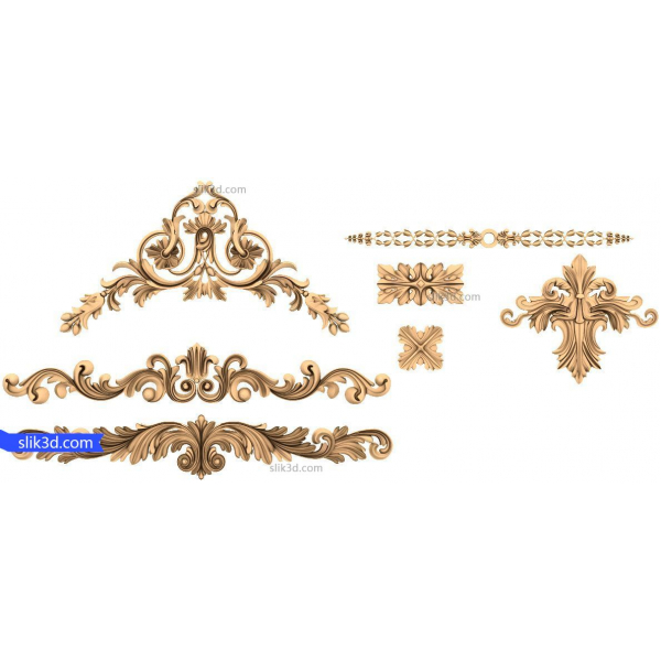 Baroque Flourish Set 3D STL Model for CNC Baroque Flourish Set 3D STL Model for CNC