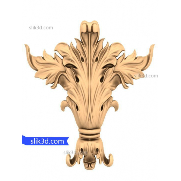 Acanthus Leaf Corner Decoration 3D STL Model