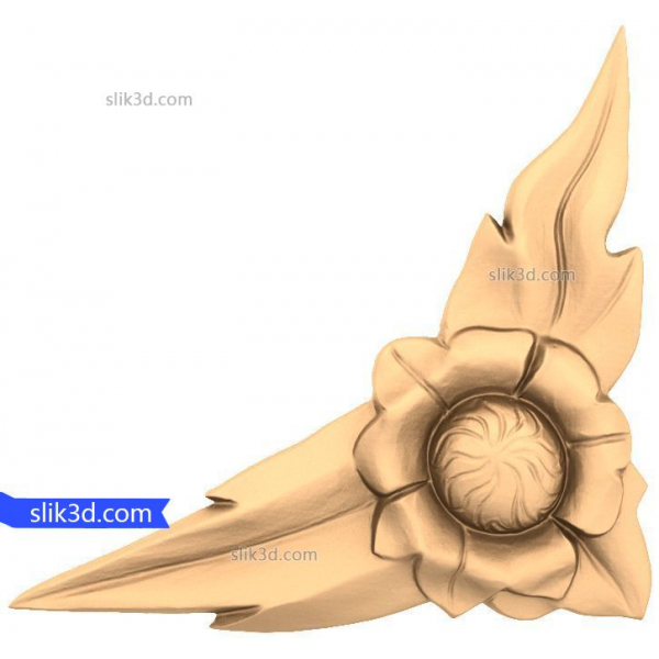 Rohový reliéf s květinovou elegancí - 3D STL model pro CNC