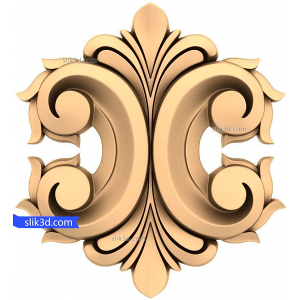 Elegant Floral Scroll 3D STL-model Elegant Floral Scroll 3D STL-model