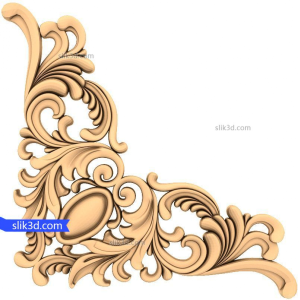 Baroque Elegance Corner Decor - 3D STL Model for CNC