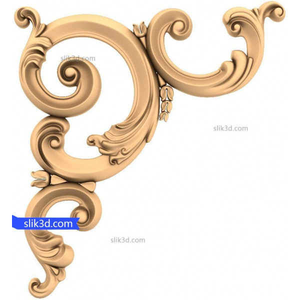 Baroque Elegance Corner Ornament 3D STL Model