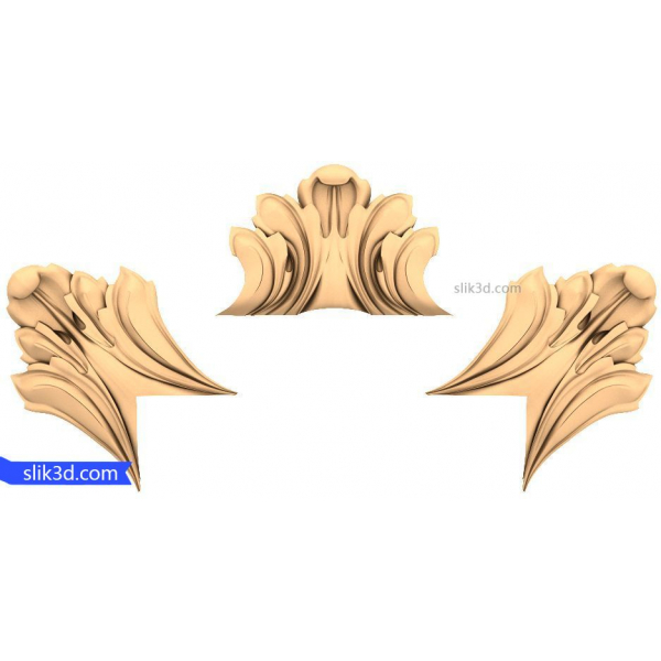 Floral Elegance Corner Set - 3D STL Model for CNC