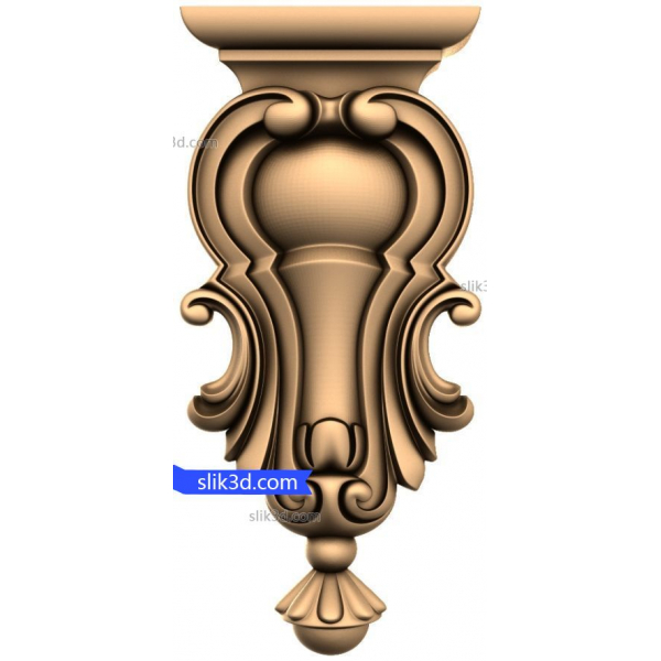 Baroque Floral Corbel 3D STL Model for CNC